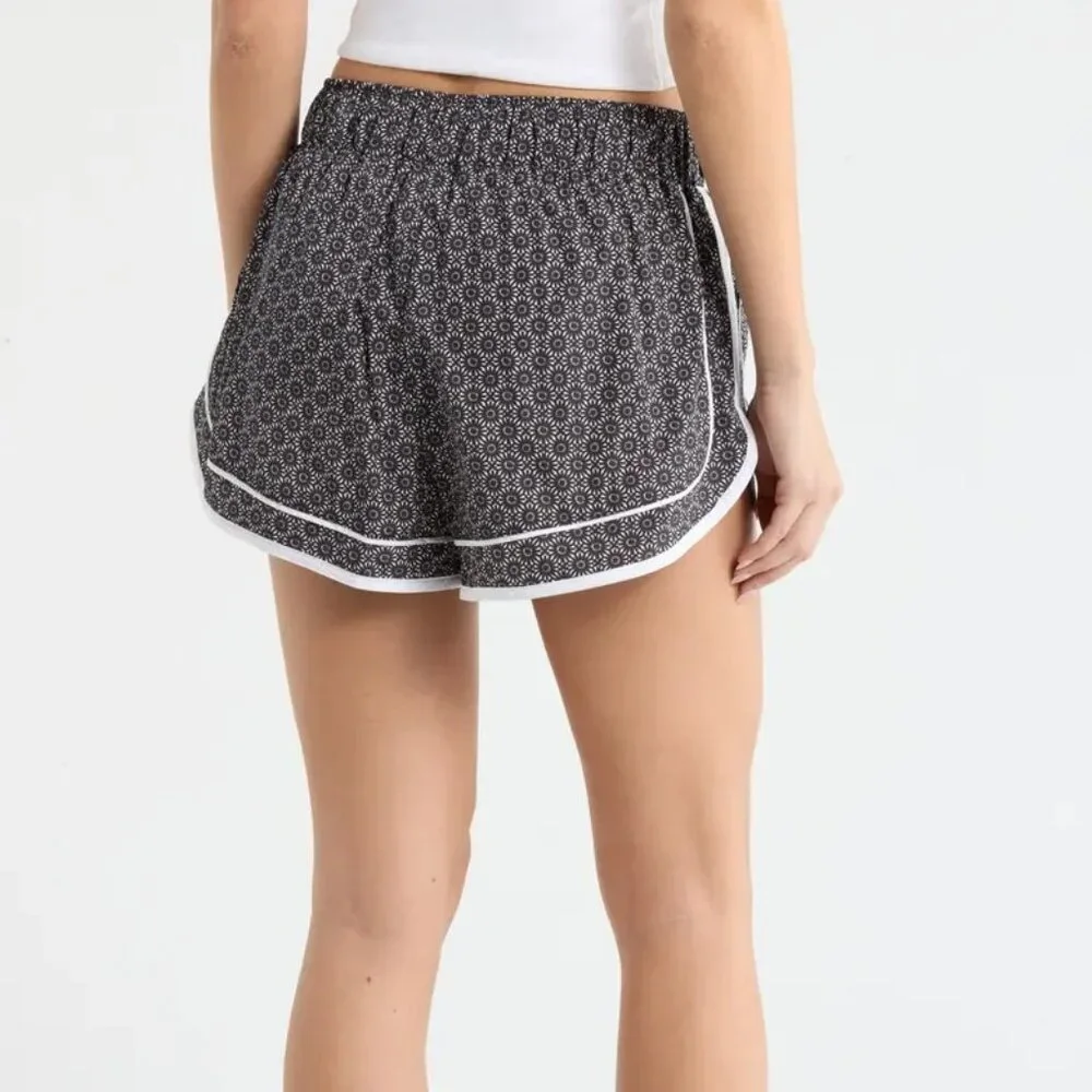 Free People Varsity Blues Print Athletic Shorts in Blue Sea - Picture 4 of 7